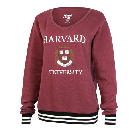 Harvard University V Neck Varsity Fleece Sweater