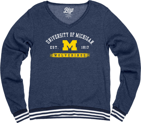 University of Michigan V Neck Varsity Fleece Sweater